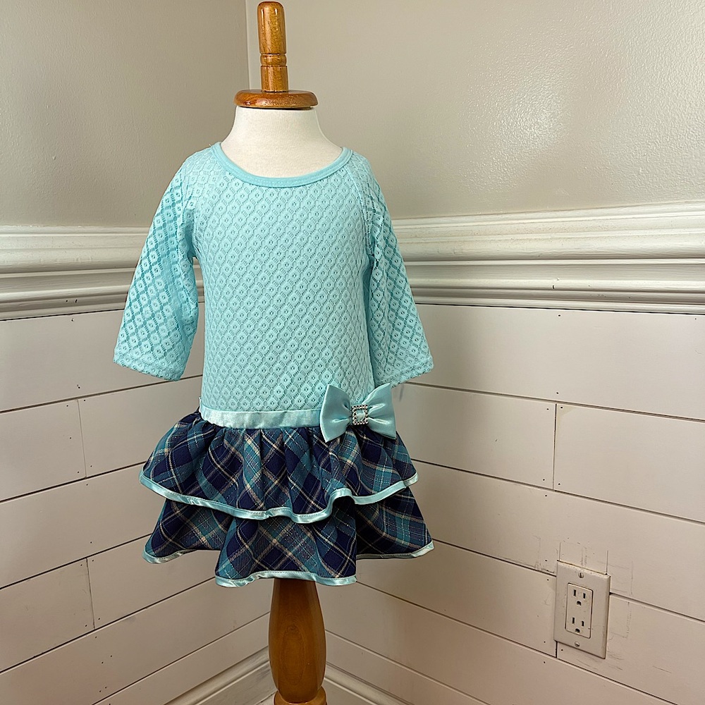 Youngland Baby Lace & Plaid Dress Girls 24 months.